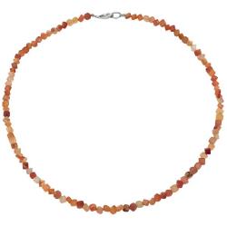 COLLANA ENERGETICA UNISEX REGOLABILE CORNIOLA CABOCHON QUADRATI ARGENTO 925