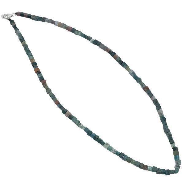 COLLANA ENERGETICA UNISEX REGOLABILE AGATA MUSCHIATA CABOCHON TUBOLARE ARGENTO 925