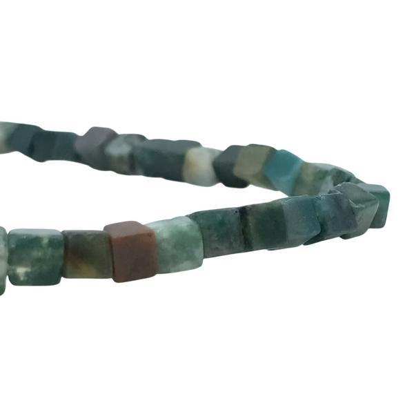 COLLANA ENERGETICA UNISEX REGOLABILE AGATA MUSCHIATA CABOCHON TUBOLARE ARGENTO 925