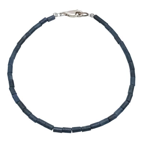 BRACCIALE PIETRA DUMORTIERITE CABOCHON TUBOLARE ARGENTO 925/°°°
