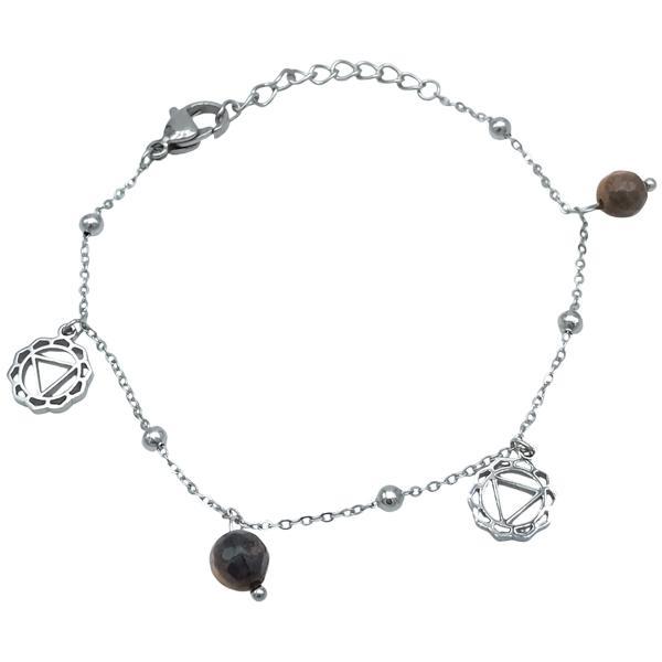 BRACCIALE 7 CHAKRA TERZO CHAKRA DEL PLESSO SOLARE  MANIPURA OCCHIO DI TIGRE REGOLABILE ACCIAIO 