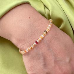 BRACCIALE PIETRA CORNIOLA CABOCHON RONDELLA ARGENTO 925/°°°