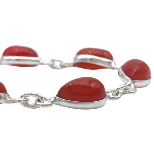 BRACCIALE MINIMAL CORNICE LISCIA PIETRE GOCCIA CABOCHON CORNIOLA  REGOLABILE ARGENTO 925