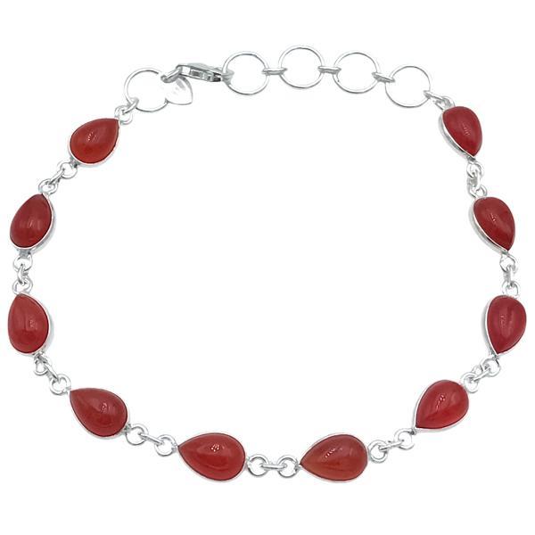 BRACCIALE MINIMAL CORNICE LISCIA PIETRE GOCCIA CABOCHON CORNIOLA  REGOLABILE ARGENTO 925