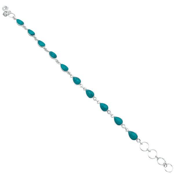 BRACCIALE MINIMAL CORNICE LISCIA PIETRE GOCCIA CABOCHON TURCHESE  REGOLABILE ARGENTO 925