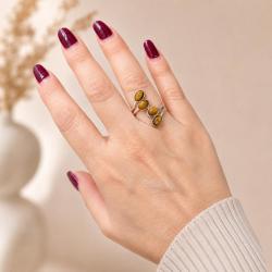 ANELLO CONTRARIE QUATTRO PIETRE OCCHIO DI TIGRE REGOLABILE ARGENTO 925 