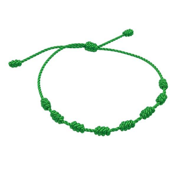 BRACCIALE 7 NODI PORTAFORTUNA ROSSO VERDE NERO BLU COTONE REGOLABILE SIMBOLO SPIRITUALE PROTEZIONE ENERGIA 