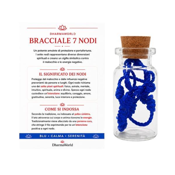 BRACCIALE 7 NODI PORTAFORTUNA ROSSO VERDE NERO BLU COTONE REGOLABILE SIMBOLO SPIRITUALE PROTEZIONE ENERGIA 
