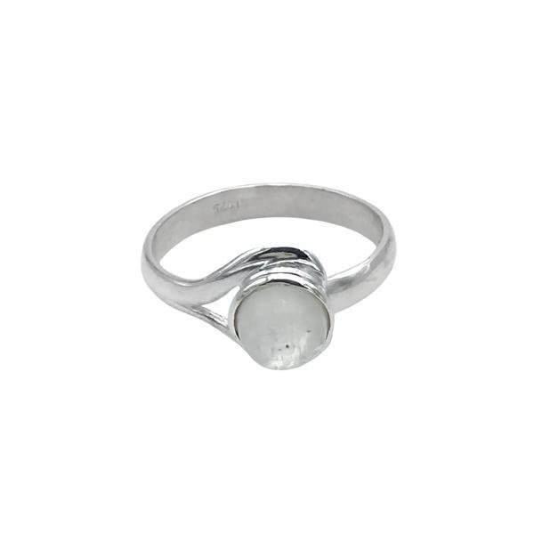 ANELLO DESIGN MINIMAL PIETRA TONDA ADULARIA CABOCHON  REGOLABILE ARGENTO 925