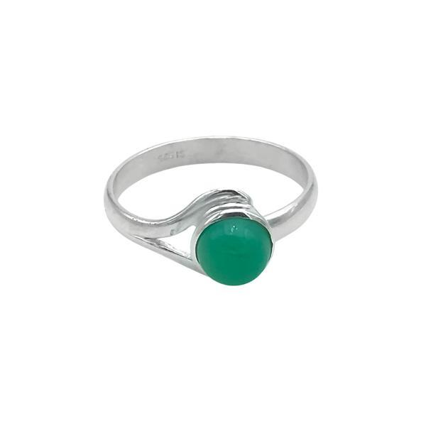 ANELLO DESIGN MINIMAL PIETRA TONDA AVVENTURINA CABOCHON  REGOLABILE ARGENTO 925