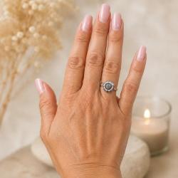 ANELLO GIRASOLE REGOLABILE SIMBOLO FORZA RESILIENZA POSITIVITA ARGENTO 925 CONFEZIONE REGALO INCLUSA