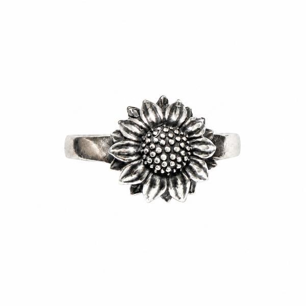 ANELLO GIRASOLE REGOLABILE SIMBOLO FORZA RESILIENZA POSITIVITA ARGENTO 925 CONFEZIONE REGALO INCLUSA
