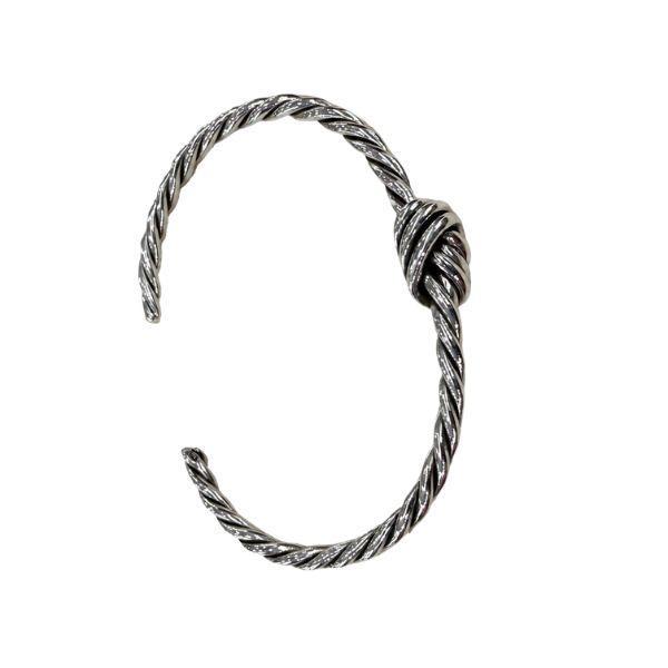 BRACCIALE BANGLE INFINITY LOVE RIGIDO NODO BRUNITO INTRECCIATO REGOLABILE UNISEX ARGENTO 925  