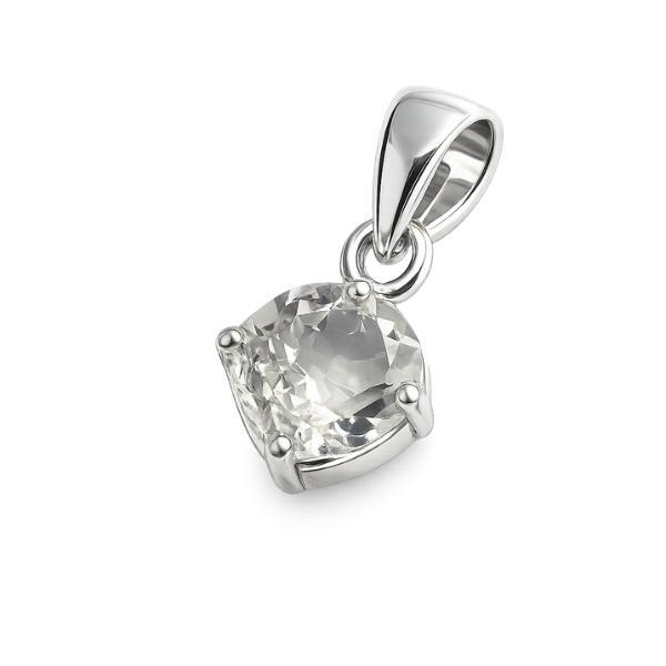 PENDENTE MODELLO PUNTO LUCE TONDO CON PIETRA BRIOLETTE CRISTALLO DI ROCCA E ARGENTO 925