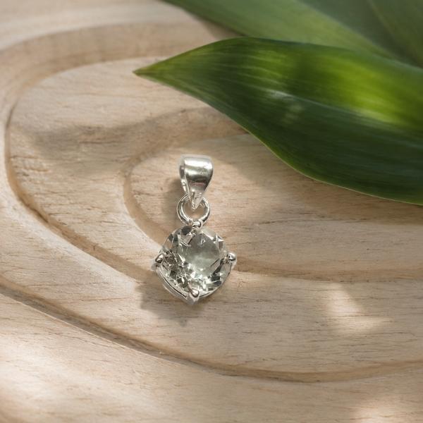 PENDENTE MODELLO PUNTO LUCE TONDO CON PIETRA BRIOLETTE CRISTALLO DI ROCCA E ARGENTO 925