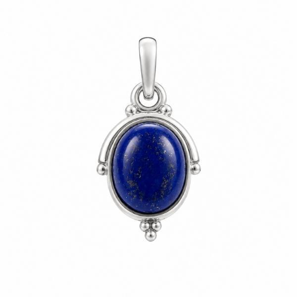 PENDENTE CON PIETRA OVALE CABOCHON LAPISLAZZULI  E CORNICE A FILO ARGENTO 925