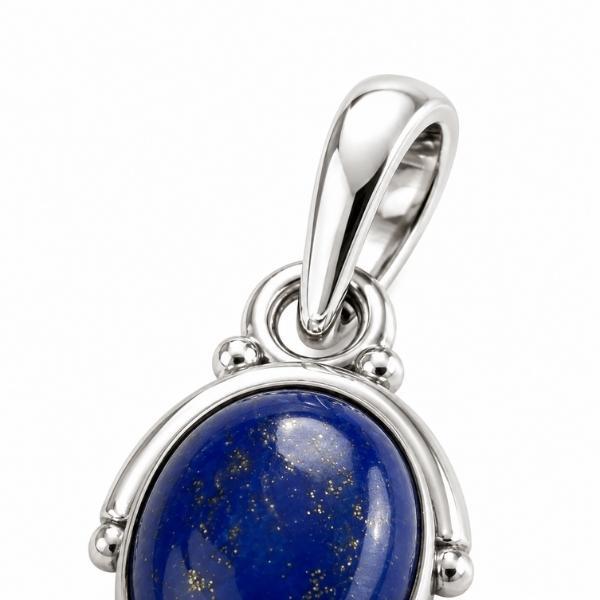 PENDENTE CON PIETRA OVALE CABOCHON LAPISLAZZULI  E CORNICE A FILO ARGENTO 925