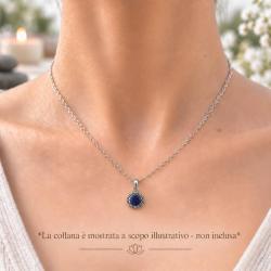 PENDENTE CORNICE PUNTINATA TONDO CON PIETRA BRIOLETTE LAPISLAZZULI E ARGENTO 925
