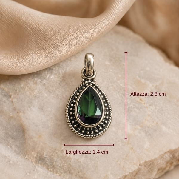 PENDENTE A GOCCIA PUNTINATA CON PIETRA BRIOLETTE MYSTIC TOPAZ E ARGENTO 925