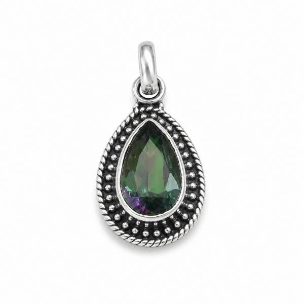 PENDENTE A GOCCIA PUNTINATA CON PIETRA BRIOLETTE MYSTIC TOPAZ E ARGENTO 925