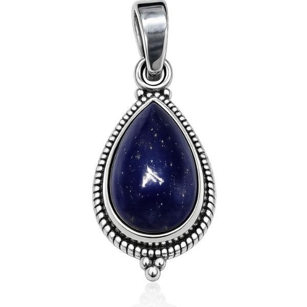 PENDENTE A GOCCIA LAVORATA CON PIETRA CABOCHON LAPISLAZZULI E ARGENTO 925