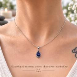 PENDENTE A GOCCIA LAVORATA CON PIETRA CABOCHON LAPISLAZZULI E ARGENTO 925