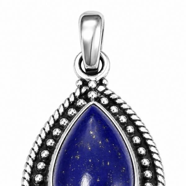 PENDENTE A GOCCIA LAVORATA CON PIETRA CABOCHON LAPISLAZZULI E ARGENTO 925