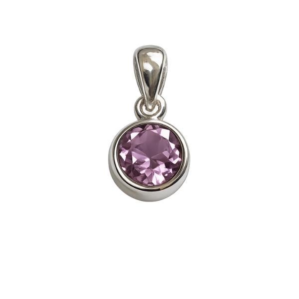 PENDENTE MINIMAL TONDO PIETRA BRIOLETTE AMETISTA E ARGENTO 925