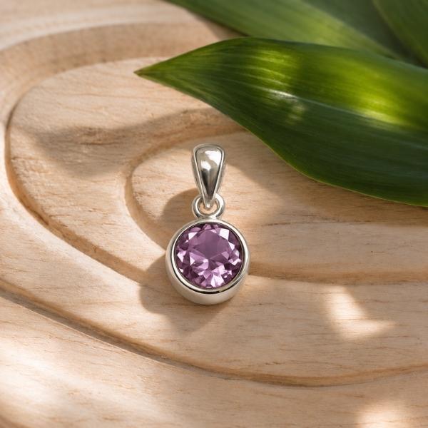 PENDENTE MINIMAL TONDO PIETRA BRIOLETTE AMETISTA E ARGENTO 925