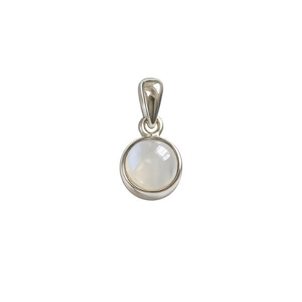 PENDENTE MINIMAL TONDO PIETRA CABOCHON ADULARIA E ARGENTO 925