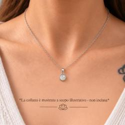 PENDENTE MINIMAL TONDO PIETRA CABOCHON ADULARIA E ARGENTO 925