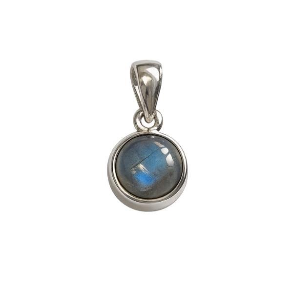 PENDENTE MINIMAL TONDO PIETRA CABOCHON LABRADORITE E ARGENTO 925