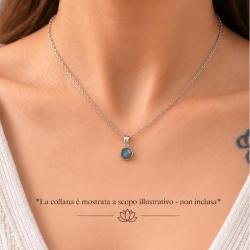 PENDENTE MINIMAL TONDO PIETRA CABOCHON LABRADORITE E ARGENTO 925