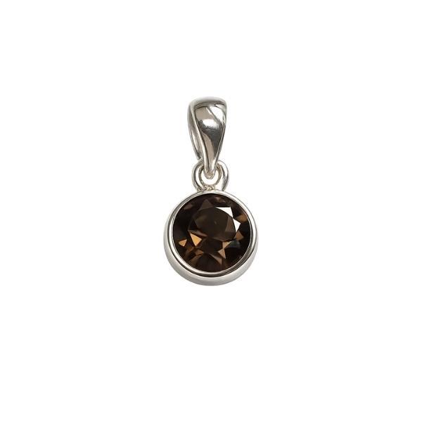 PENDENTE MINIMAL TONDO PIETRA BRIOLETTE QUARZO FUME' E ARGENTO 925
