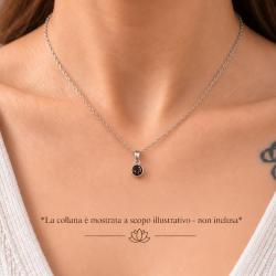 PENDENTE MINIMAL TONDO PIETRA BRIOLETTE QUARZO FUME' E ARGENTO 925