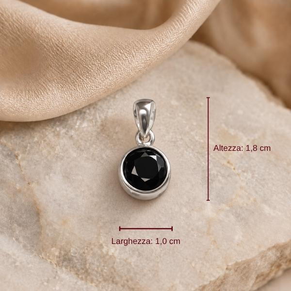 PENDENTE MINIMAL TONDO PIETRA BRIOLETTE OSSIDIANA E ARGENTO 925