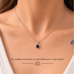 PENDENTE MINIMAL TONDO PIETRA BRIOLETTE OSSIDIANA E ARGENTO 925