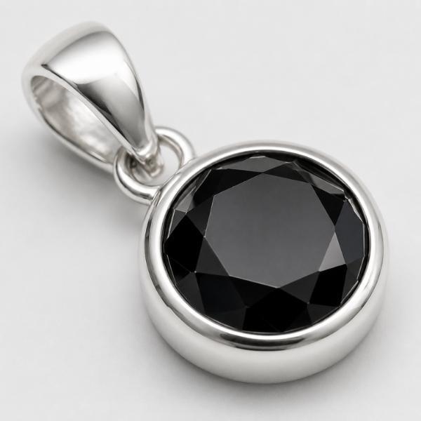 PENDENTE MINIMAL TONDO PIETRA BRIOLETTE OSSIDIANA E ARGENTO 925