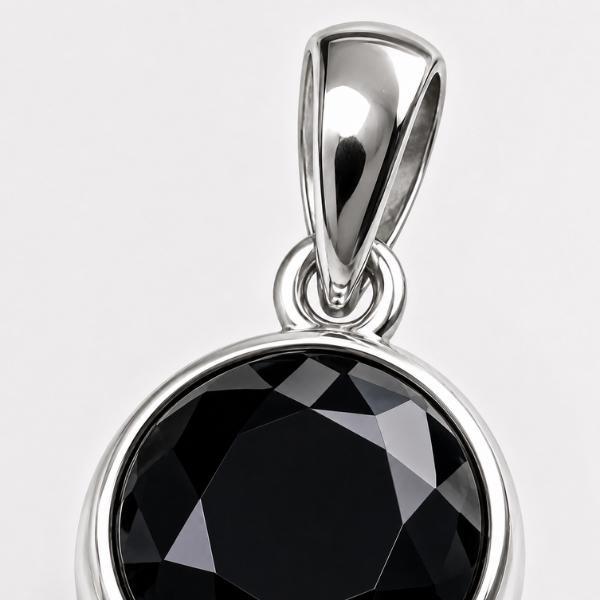 PENDENTE MINIMAL TONDO PIETRA BRIOLETTE OSSIDIANA E ARGENTO 925