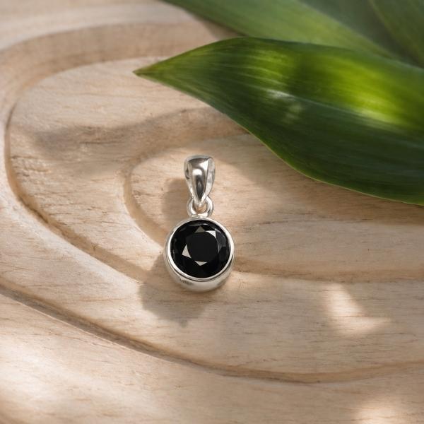 PENDENTE MINIMAL TONDO PIETRA BRIOLETTE OSSIDIANA E ARGENTO 925