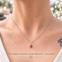 PENDENTE MINIMAL TONDO PIETRA CABOCHON CORNIOLA E ARGENTO 925