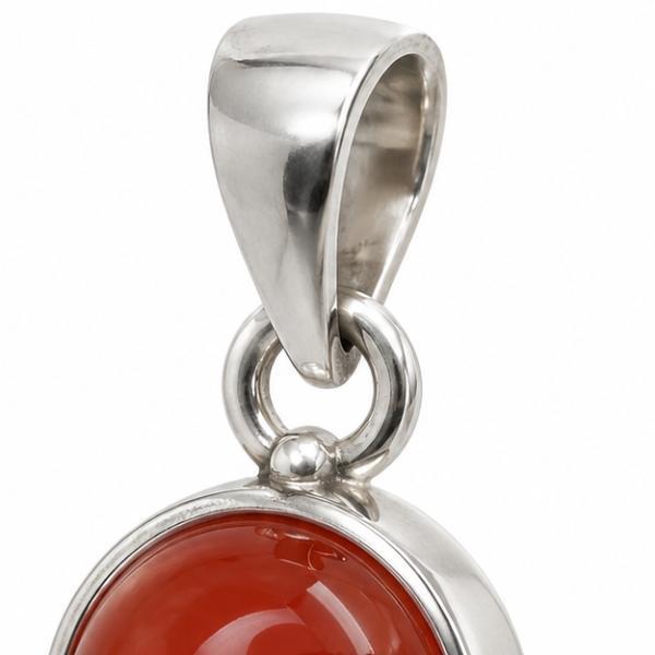 PENDENTE MINIMAL TONDO PIETRA CABOCHON CORNIOLA E ARGENTO 925