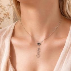 COLLANA GIROCOLLO UNALOME FIORE DI LOTO REGOLABILE  ARGENTO 925
