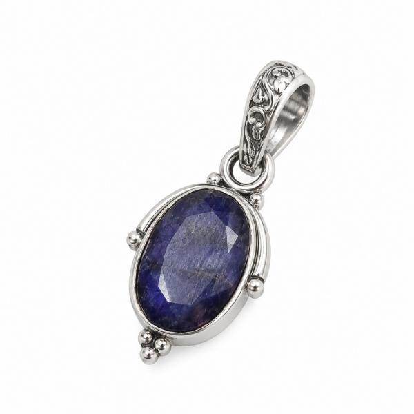 PENDENTE OVALE CORNICE SUPERIORE CON PIETRA BIOLETTE LAPISLAZZULI  E ARGENTO 925