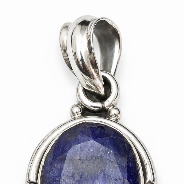 PENDENTE OVALE CORNICE SUPERIORE CON PIETRA BIOLETTE LAPISLAZZULI  E ARGENTO 925