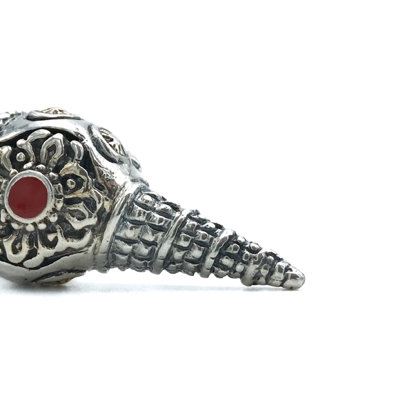 CIONDOLO PENDENTE CHARM CONCHIGLIA TIBETANA SANKHA ARGENTO 925 