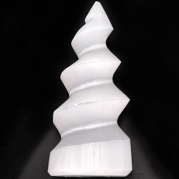 TORRE SELENITE SPIRALE PIETRA LEVIGATA NATURALE TOWER  CRISTALLOTERAPIA