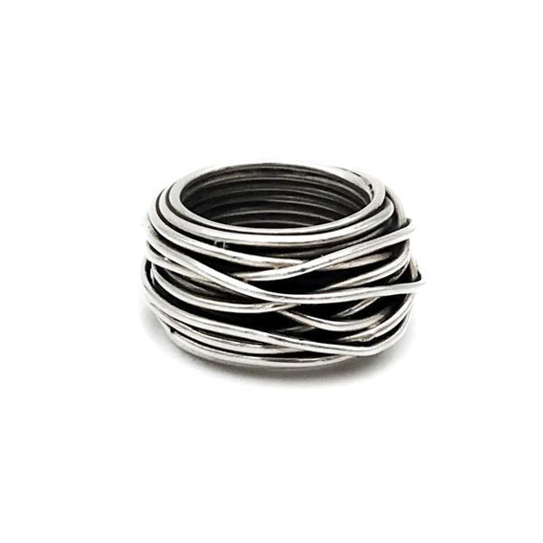 ANELLO FASCIA LARGA FEDE TIBETANA MEDIA ARGENTO 925