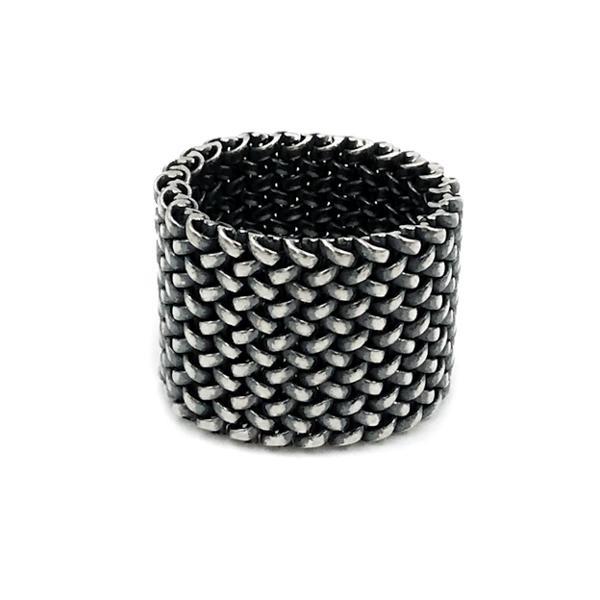 ANELLO FASCIA LARGA ALTA MORBIDA MAGLIA MILANO ARGENTO 925