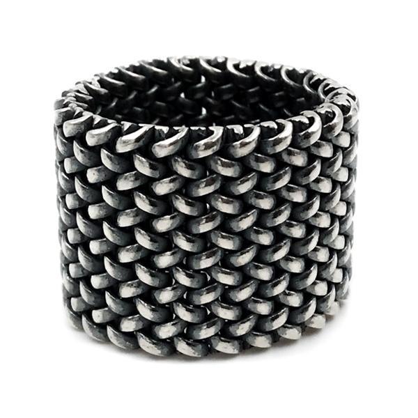 ANELLO FASCIA LARGA ALTA MORBIDA MAGLIA MILANO ARGENTO 925